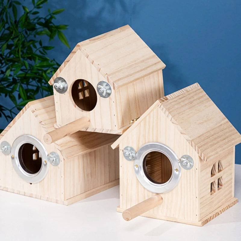 Bird Hanging Wood Nest Box - Love Bird Cages