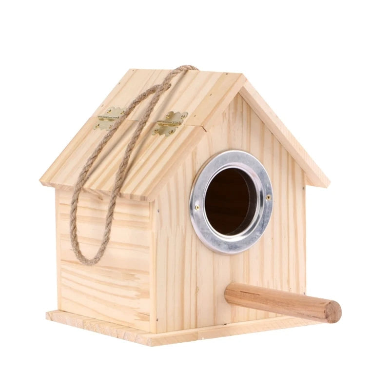 Bird Hanging Wood Nest Box - Love Bird Cages