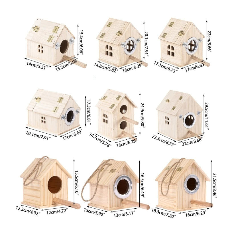 Bird Hanging Wood Nest Box - Love Bird Cages