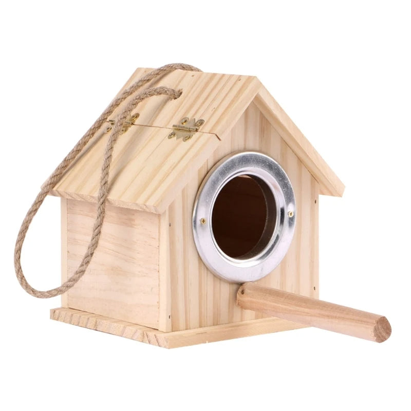 Bird Hanging Wood Nest Box - Love Bird Cages