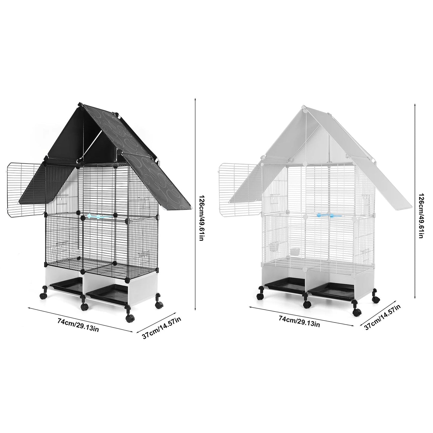 House Shape Bird Cage With Rolling Stand - Love Bird Cages