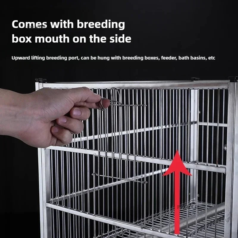Large Capacity Stainless Steel Bird Cage - Love Bird Cages