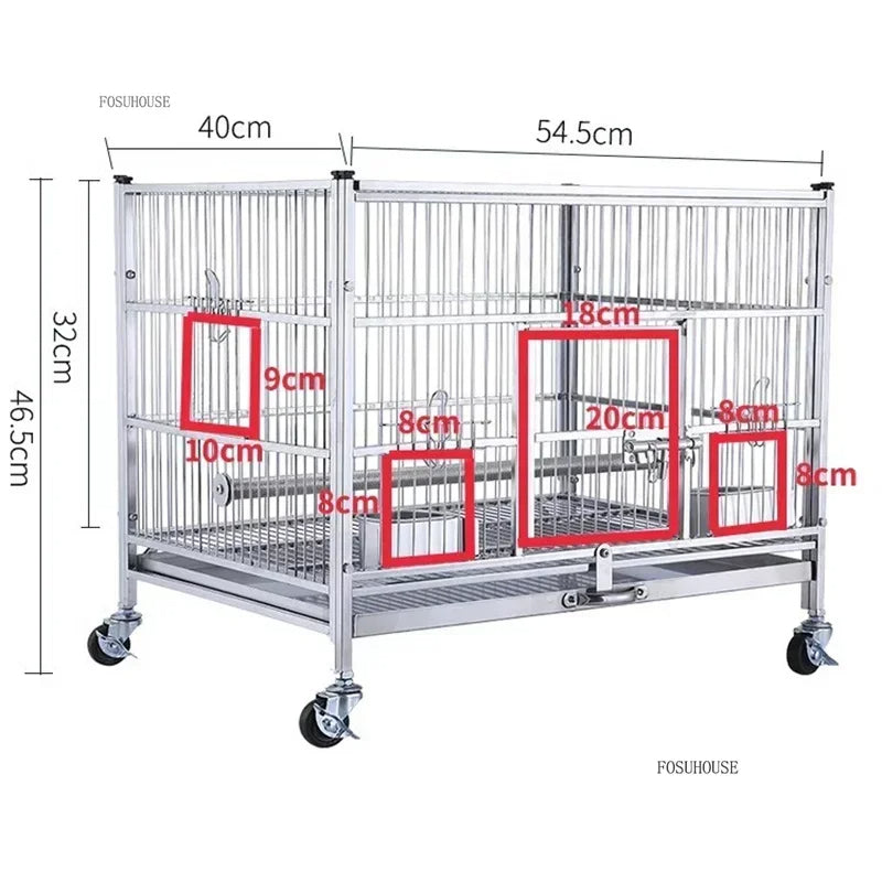 Large Capacity Stainless Steel Bird Cage - Love Bird Cages