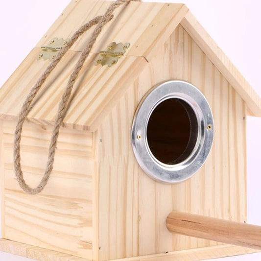 Bird Hanging Wood Nest Box - Love Bird Cages